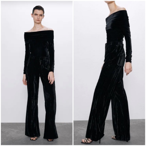 ♥️🇺🇸HP🇺🇸♥️ 𝗡𝗪𝗧 𝗭𝗮𝗿𝗮 •  Wide Leg Velvet Trousers - Picture 3 of 12